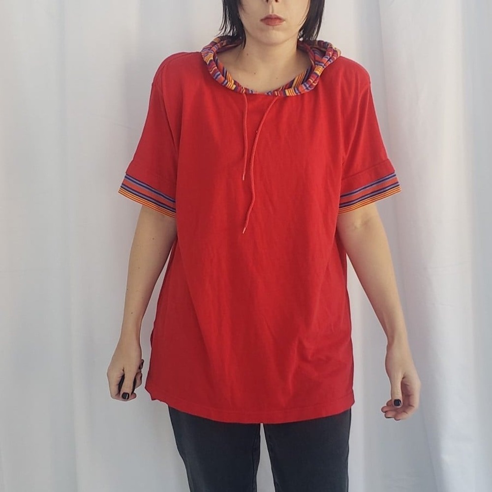 80s/90s Red Hooded Oversize‎ Tee